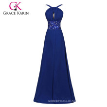 Grace Karin Damen Split Front Empire Perlen Lange Chiffon Blue Abendkleid 2016 CL6023